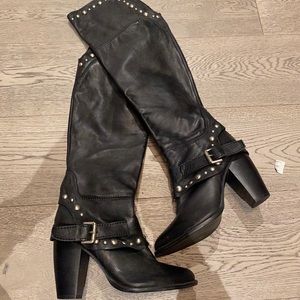 Black Leather studded to the knee Boots!
